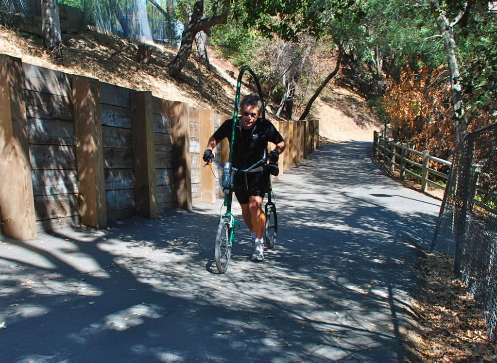 walking bike uphill